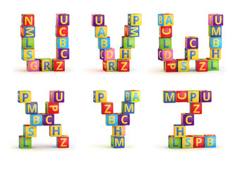 Alphabet on a baby cubes letters