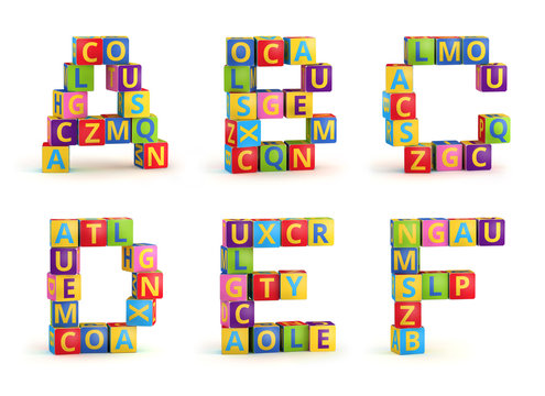 Alphabet on a baby cubes letters