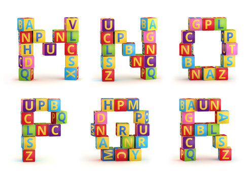 Alphabet on a baby cubes letters