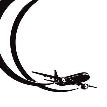Airplane's silhouette on white background.