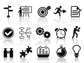 black planning icons set