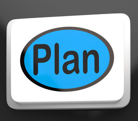 Plan Button Shows Objectives Planning And Organizing