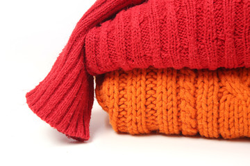 Woolen knitted clothes background