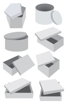 Set of vector grey boxes