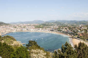 Fototapeta na wymiar View over La Concha Beach from Monte Igeldo, San Sebastian,