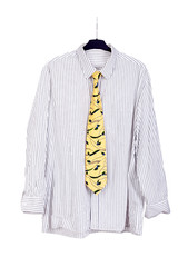 Shirt and tie hanging on the hanger