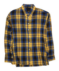 Man's blue yellow cotton plaid shirt