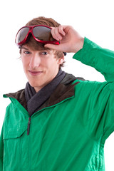 Young sporty man with winter jacket