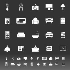 Home furniture icons on gray background