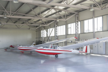 Three lightweight gliders stationed