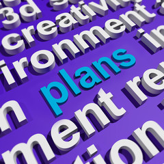 Plans In Word Cloud Shows Objectives Planning And Organizing