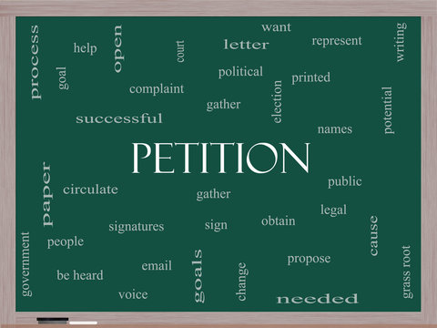 Petition Word Cloud Concept on a Blackboard
