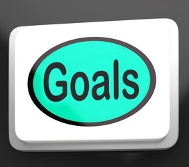 Goals Button Shows Aims Objectives Or Aspirations
