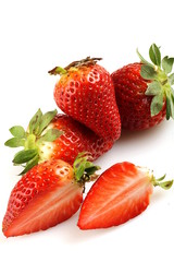 Fresh strawberries on a white background