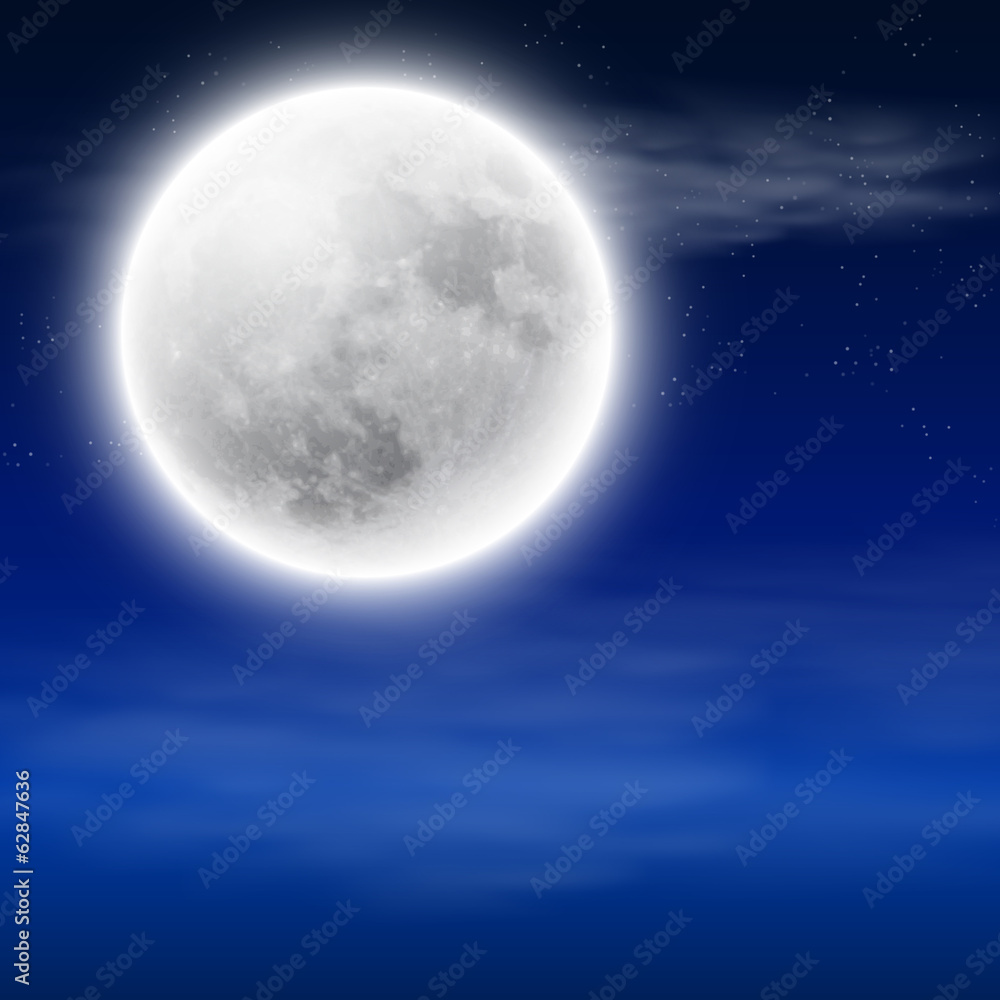 Wall mural full moon in the night sky with clouds