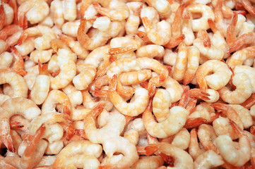 peeled shrimp tails in the glaze