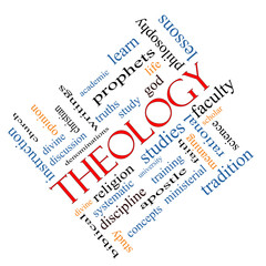 Theology Word Cloud Concept Angled