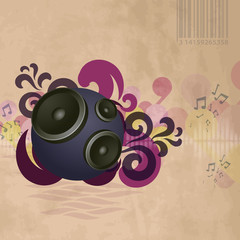 Abstract vintage music background with round speakers
