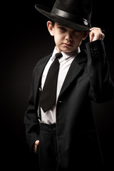 Portrait of a boy in an image of the gangster