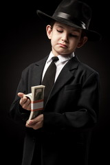 Portrait of a boy in an image of the gangster