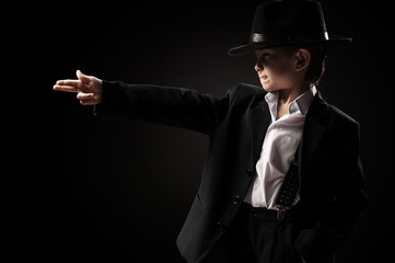Portrait of a boy in an image of the gangster