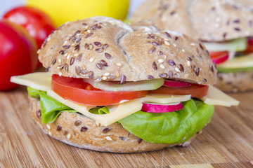 Vegetarian wholemeal sandwich roll