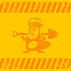 Background construction zone beaver holds shovel © yuriytsirkunov