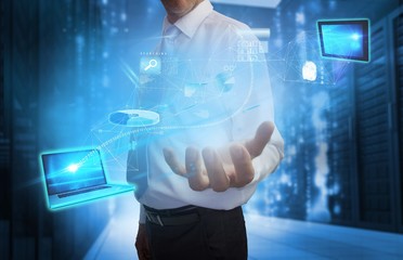 Businessman presenting interface