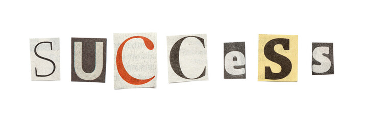 Success, Cutout Newspaper Letters
