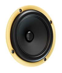 Loud gold sound speaker isolated