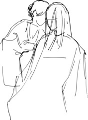 girl from a master in the barbershop