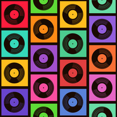 Seamless pattern of vinyl records