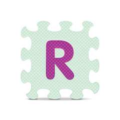 Vector letter "R" written with alphabet puzzle