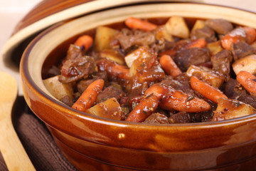 Pot of Beef Stew Closeup