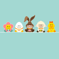 Easter Bunny & 4 Friends Retro