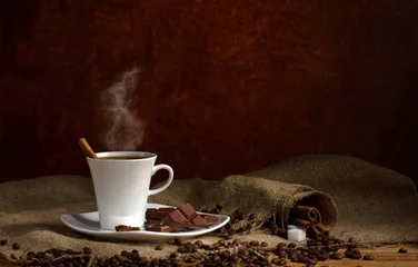 Foto op Plexiglas Chocolade koffie en chocolade
