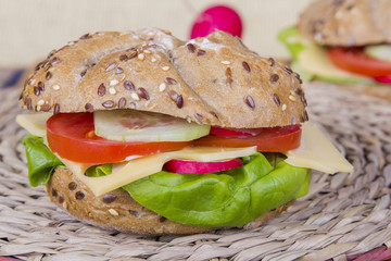 Vegetarian wholemeal sandwich roll