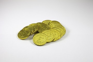 Pile of gold Bitcoins