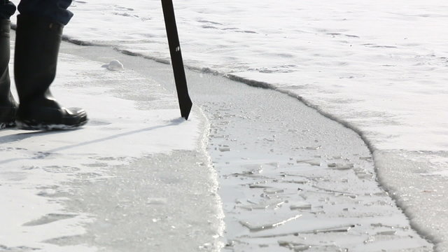 Checking ice with an ice pick