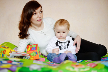Naklejka premium mother and baby son