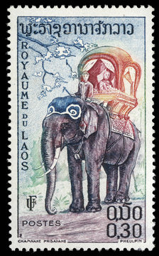 Stamp printed in Laos shows the elephant, circa 1958
