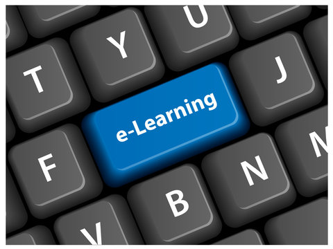 E-LEARNING" Key on Keyboard (education training studies mooc)