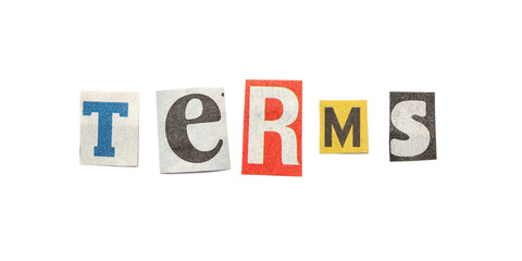 Terms, Cutout Newspaper Letters