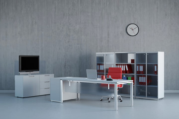 Modernes Büro mit Schreibtisch und Möbeln