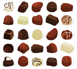 Fototapeta na wymiar Set of a various chocolate pralines