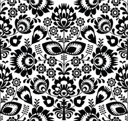 Polish folk seamless pattern in black and white - 62858457