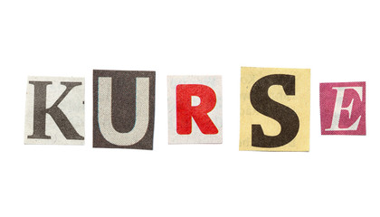 Kurse, Wort Zeitungs Buchstaben, Freisteller
