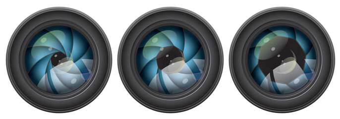 camera lens with shutter apertures