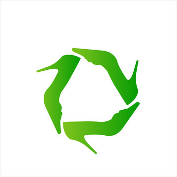 Recycle ladies shoes- recycle icon made with shoes