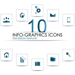Set of info-graphics icons - design for template